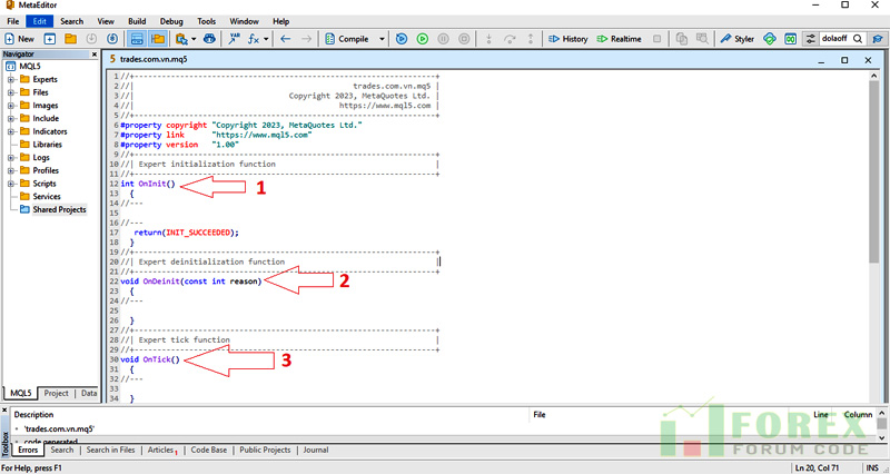 Bài 1: Giới thiệu MetaEditor 5, công cụ viết Robot mt5